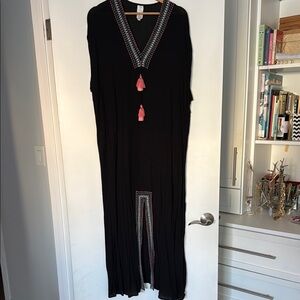 Seafolly Black Maxi Dress with Pink Accents